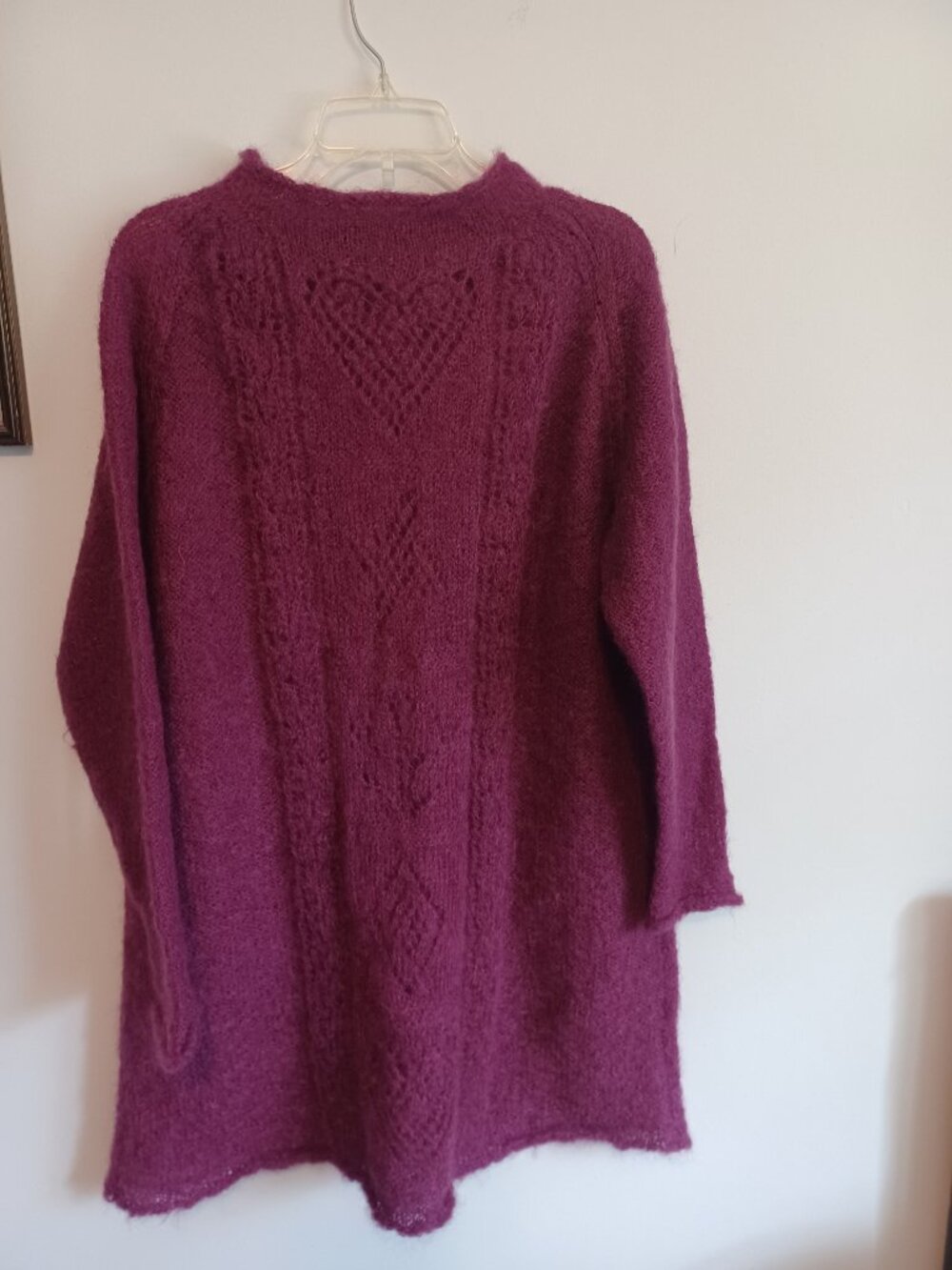Pure Mohair Plum Purple Sweater Dress/Tunic Handmade L/XL